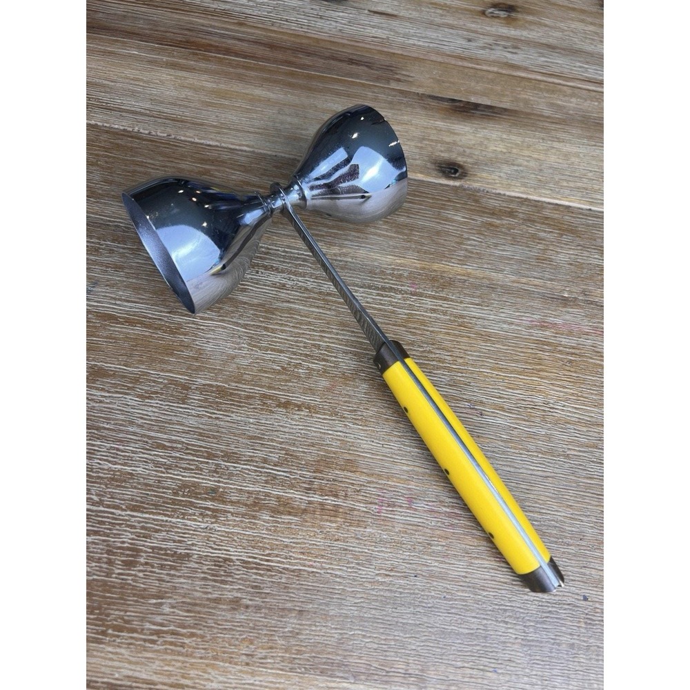 VTG Viking Stainless Steel Japan Double Jigger Cocktail Measure Yellow Mid Mod